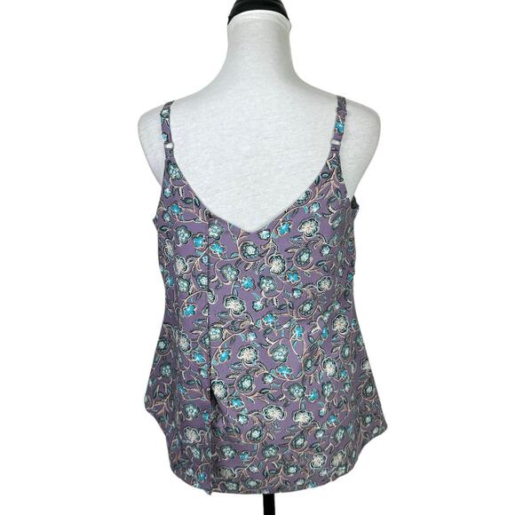 Cabi 3453 Scrollwork Cami Purple & Blue Floral Print Layering Tank Top Blouse - Picture 4 of 12